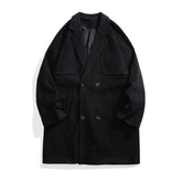 Double Breasted Wool Mid-length Woolen Coat For Men